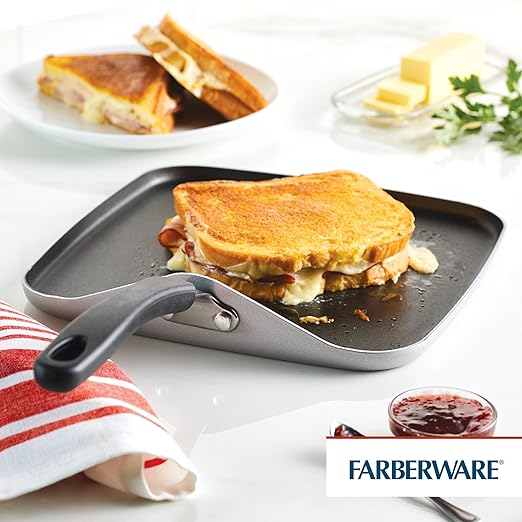 Farberware Cookstart DiamondMax Nonstick Square Deep Grill Pan/Griddle, Dishwasher Safe, 11 Inch - Silver - Image 2