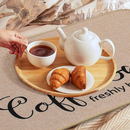 Findosom Dish Drying Mat, 16"x 24" Super Absorbent & Hide Stain Coffee Mat, Cuttable Drying Mat for Kitchen Counter, Coffee Bar Accessories, Under Dish Rack, Coffee Maker, Espresso Machine, Linen - Image 9