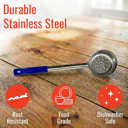 8 Ounce Slotted Stainless Steel Portion Control Ladle Spoon for Measuring and Serving; Commercial Grade Serving Scoops [Pack of 2] - Image 4