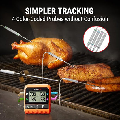 TempPro TP829 1000ft Wireless Meat Thermometer Digital for Grilling and Smoking, 4 Meat Probes Grill Thermometer for Outside Grill, BBQ Thermometer for Cooking Food Temperature (Previously ThermoPro) - Image 4