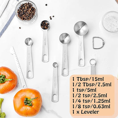 Stainless Steel Measuring Spoons Set, 7 Pieces Kitchen Measuring Sets Gadgets tool,For Cooking & Baking,Measure Dry & Wet Ingredients And Liquid (Spoons) - Image 2