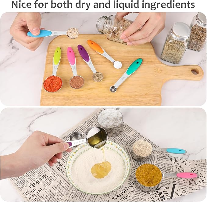 Accmor Stainless Steel Measuring Cups and Spoons Set, 11 Piece Metal Stackable Tablespoons Measurement kit for Cooking & Baking, Nesting Kitchen Gadgets Utensils for Dry or Liquid Ingredients - Image 5