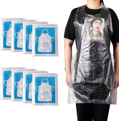 JIAKAI 23 x 37 inches Clear Polyethylene Waterproof Disposable Aprons For Cooking, Serving, Painting or Dish-Washing-100pcs