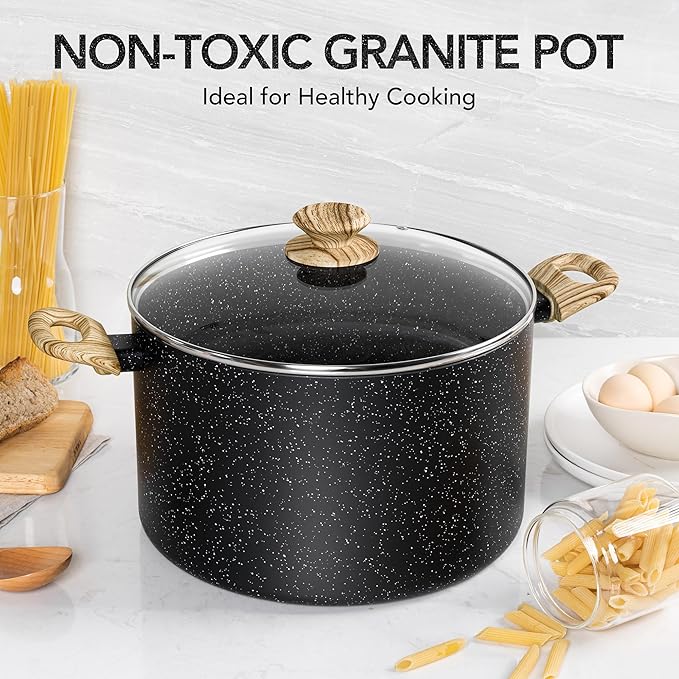 MICHELANGELO Stock Pot with Lid, 10 Quart Large Pot for Cooking, Nonstick Cooking Pot with Healthy Coating, Non Stick Soup Pots Induction Compatible - Image 2