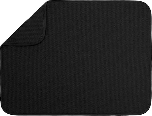 S&T INC. Dish Drying Mat XL, 18” x 24”, Absorbent Microfiber Kitchen Counter Mat, Dish Drying Pad for Dishes, Utensils, Pots and Pans, Extra Large, Black by STINC