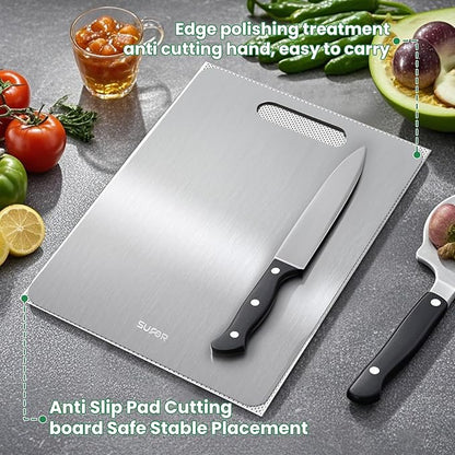 New Titanium Cutting Board - 100% Pure Titanium Cutting Boards For Kitche,Easy to clean,Double-sided food-grade Cutting Board For Cutting Meats, Fruits And Vegetables（15 * 11）