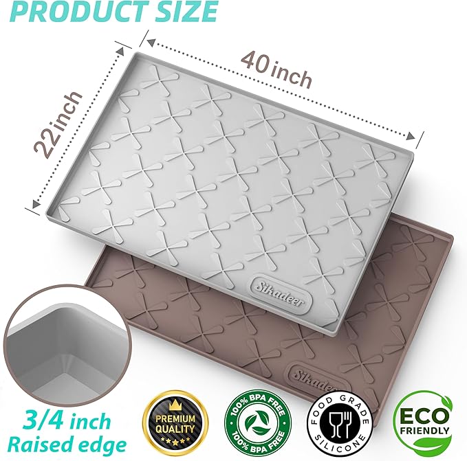SIKADEER 40" x 22" Under Sink Mat Waterproof, Silicone Mat Kitchen Drawer Shelf and Cabinet Liner, Sink Protector for Kitchen Organizers and Storage, Boot Tray Pet Food Mats - Image 3
