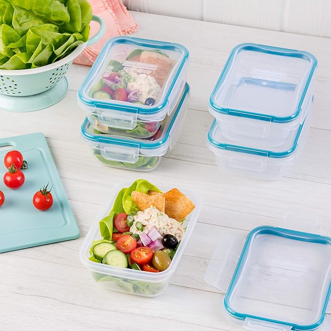 Snapware Plastic Total Solution 5-Pack (3-Cup) Food Storage Containers Set, Leakproof & Airtight Plastic Locking Lids Rectangular Tupperware, Non-Toxic BPA-Free Lids, Microwave Dishwasher Freezer Safe - Image 2
