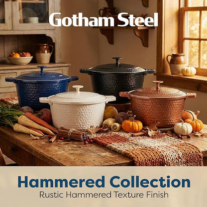 Gotham Steel Hammered 5 Qt Lightweight Dutch Oven Pot with Lid & Holders, Ceramic Non Toxic, Oven Safe & Even Heat Retaining Dutch Oven for Bread Baking Sourdough, Soup, 70% Lighter than Cast Iron - Image 8