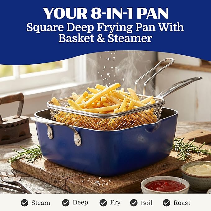 Granitestone Ceraluxe 20 Pc Ceramic Cookware Set Nonstick, Complete Pots and Pans Set Non Stick with 5 Pc Bakeware Set, Deep Frying Pan Set, & Steamer, Non Toxic PFOA Free, Oven & Dishwasher Safe - Image 4