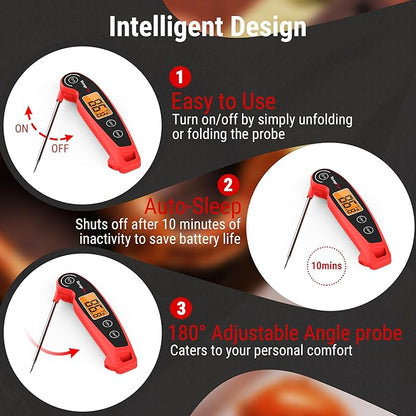 TempPro TP605 Instant Read Meat Thermometer for Cooking, Waterproof Digital Food Thermometer with Large Backlit LCD, Kitchen Thermometer for Grilling, Smoking & Candy Making (Previously ThermoPro) - Image 3