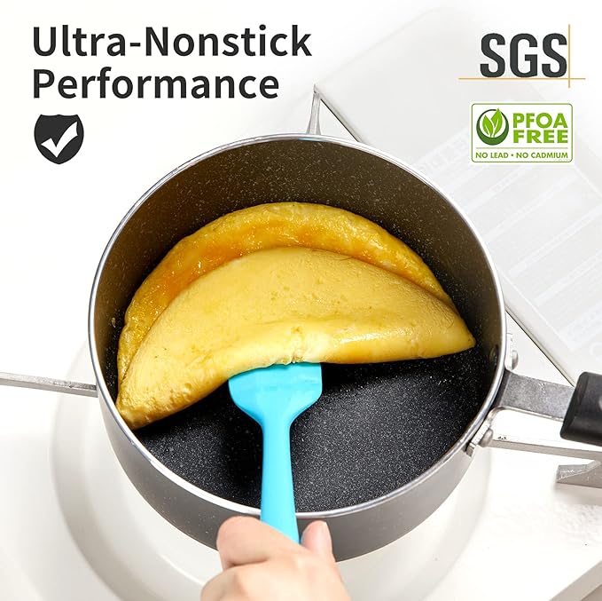 Nonstick Saucepan Set - 2 Quart and 3 Quart,Ultra Non Stick Sauce Pan Small Pot with Glass Lid,Great for Home Kitchen Restaurant,Black - Image 7