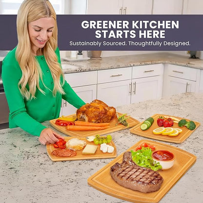 Glue-Free Surface™ 2XL Extra Large Bamboo Cutting Board Set of 4 – Small, Medium, XL, and Oversized Sizes from Chopping Vegetables to Carving Meat & Turkey for Large Family Meal Prep and Gatherings - Image 5