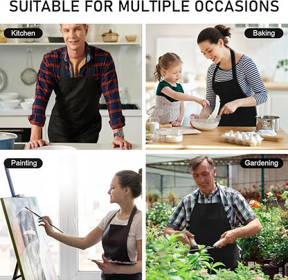 12 Pack Bib Apron, Unisex Restaurant Kitchen Aprons for Women with 2 Pockets, Chef Aprons for Cooking Men BBQ Painting Drawing Craft Plain Adults, Bulk Black - Image 7