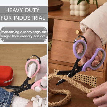 MEUUT All Purpose Scissor –Multi-Purpose Utility Scissors for Kitchen, Crafts, Camping, Emergency & Industrial Use Heavy Duty Stainless Steel with Micro-Serrated Blade & Safety Cover
