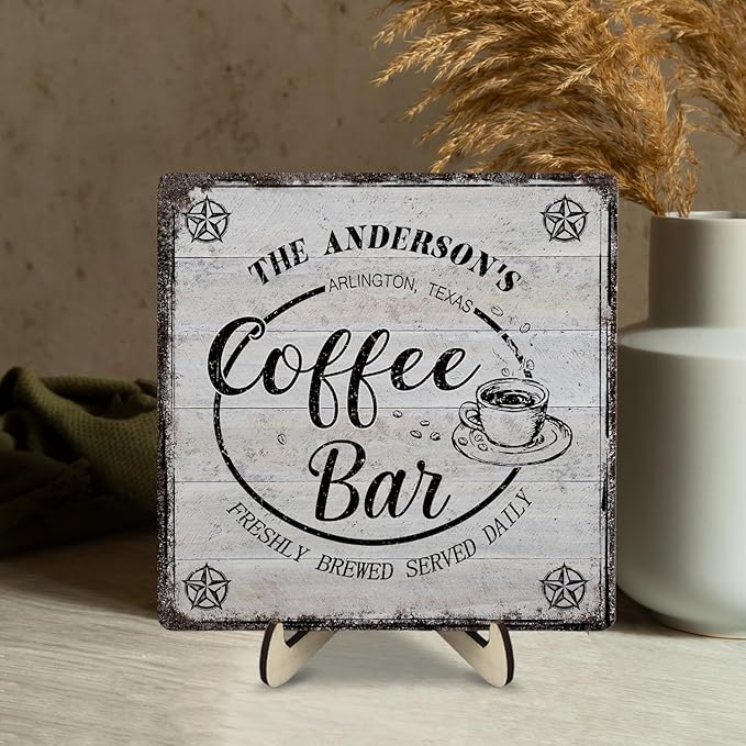Vintage Coffee Bar Decor Sign,Rustic Wooden Plaque for Java Station, Kitchen,Cafe or Tea Corner, Funny Jave Gift for Coffee Lovers 5.9x5.9inches - Image 5