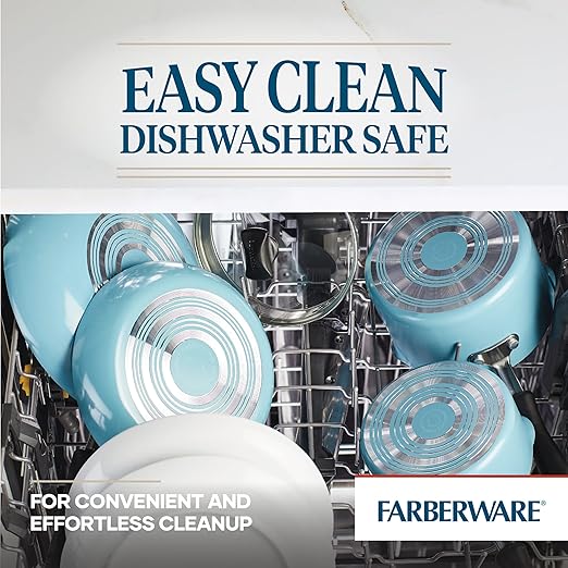 Farberware Cookstart DiamondMax Nonstick Jumbo Cooker with Lid and Helper Handle, Dishwasher Safe, 6 Quart - Aqua - Image 6