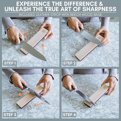 PATENTED ORIGINAL ADJUSTABLE ROLLING KNIFE SHARPENER KIT: Adjustable Height, 30 Angle Options, 5 Removeable Whetstone Plates, Leather Strop with Travel Case - Kitchen Knife Sharpener - Image 6