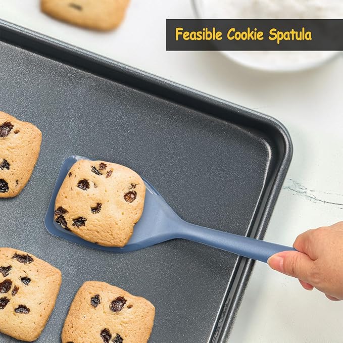 Silicone Spatula Set, 600°F Heat Resistant Silicone Spatula Turner Flipper for Cooking, Non Stick and Non Scratch Kitchen Utensils for Eggs & Pancakes, 4 Pack,Starry Blue - Image 8