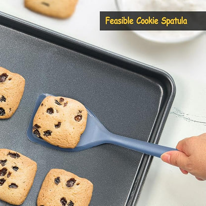 Silicone Spatula Set, 600°F Heat Resistant Silicone Spatula Turner Flipper for Cooking, Non Stick and Non Scratch Kitchen Utensils for Eggs & Pancakes, 4 Pack,Starry Blue - Image 8