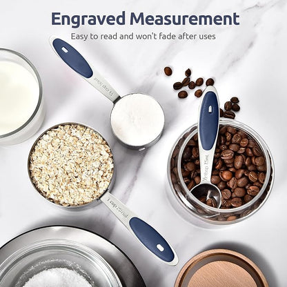 U-Taste Measuring Cups and Spoons: Food Grade 18/8 Stainless Steel Metal Measure Cups and Spoons Set of 10, Upgraded Thickness Handle (Midnight Blue) - Image 7
