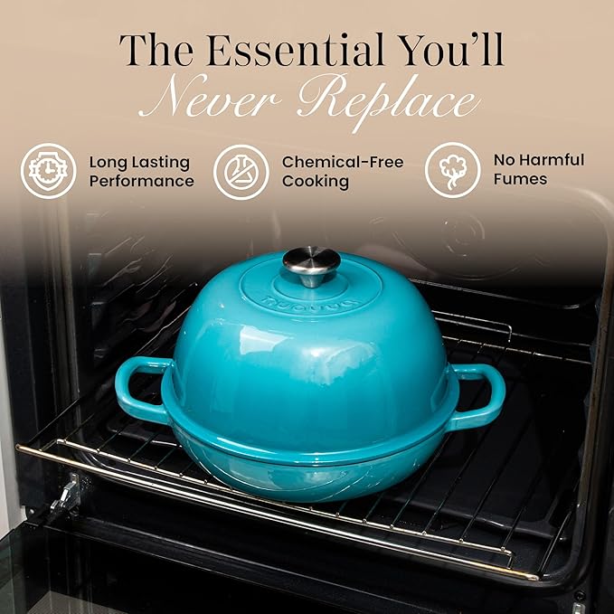 Enamelled Cast Iron Dutch Oven Pot – Dutch Oven For Sourdough Bread Baking – Cast Iron Bread Pot – Blue, 6 Quarts, 26cm – by Nuovva - Image 5