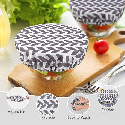 wegreeco Elastic Reusable Bowl Covers for Bread Proofing, Fabric Cloth Sourdough Bowl Covers for Proofing - Set of 3, Grey Leaf