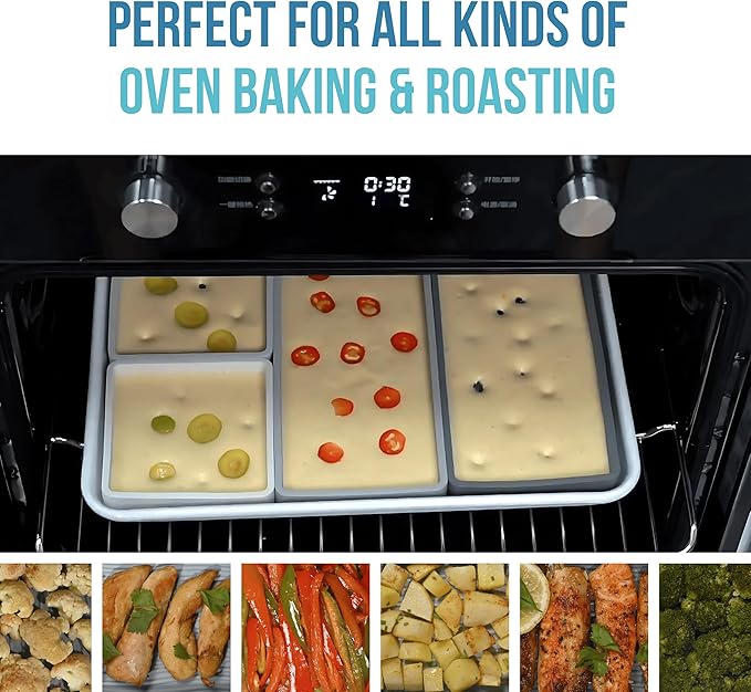 Sandunes Silicone Sheet Pan Dividers for Cooking & Meal Prep - Nonstick Bakeware Sets - 4 Silicone Baking Sheet Dividers for Oven, Air-fryer, Microwave & Dishwasher-Safe