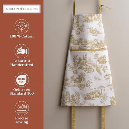 Maison d' Hermine 100% Cotton Apron for women with Pocket Kitchen Chef Apron for Men Cooking Mothers Day Gifts