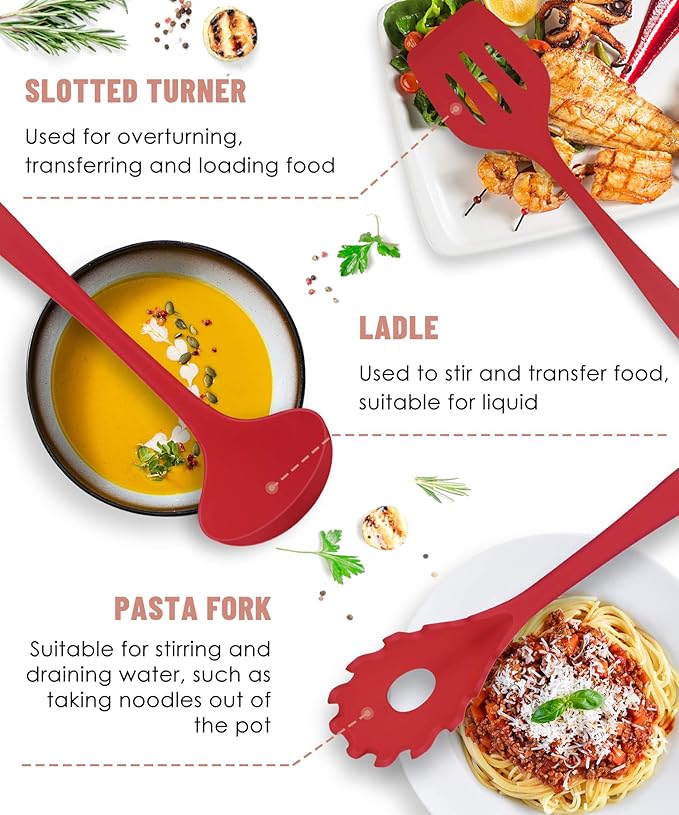 Pranski Kitchen Utensils Set-12 Pieces Silicone Cooking Utensils Set (Dishwasher Safe) 392°F Heat Resistant Spatula Set, Nonstick Cookware - Image 4