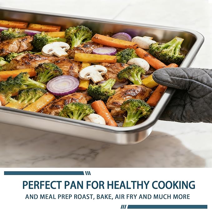 12 Pack Half Size Baking Sheet Pan Set, Aluminum Commercial Quality Cookie Sheet for Baking or Roasting, Large Thick Baking Tray Prevents Warping, 13" × 18" Cookie Tray Pan - Image 5