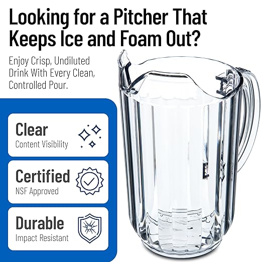 Carlisle FoodService Products 553807 Plastic Pitcher, 48 Ounces, Clear - Image 3