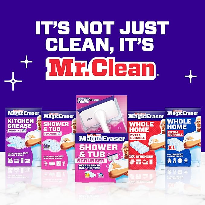 Mr. Clean Magic Eraser Sponge, All Purpose Cleaner, Cleaning Scrubber, Wall, Sneaker, Kitchen, Bathroom, Shower Cleaner, Cleaning Supplies, Melamine Sponge, Cleaning Pads, Extra Durable, 4ct - Image 9