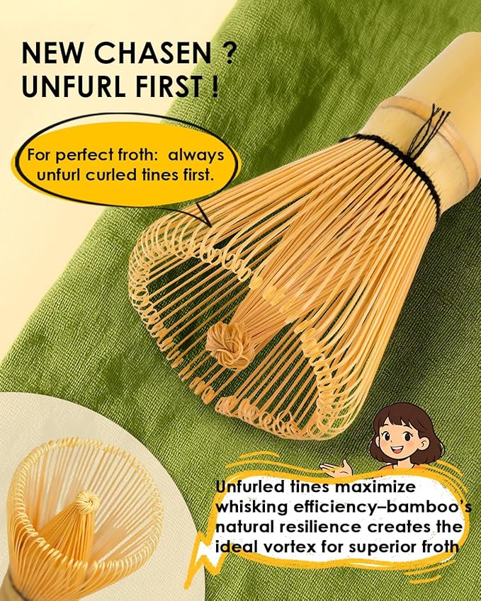 Bamboo Matcha Whisk Set with 2-pack 100% Natural Bamboo matcha Whisk,Sifter,Tea Scoop and Tea Spoon，Handcrafted Traditional Japanese Chasen, Matcha Kit for Authentic Matcha Tea Preparation - Image 5