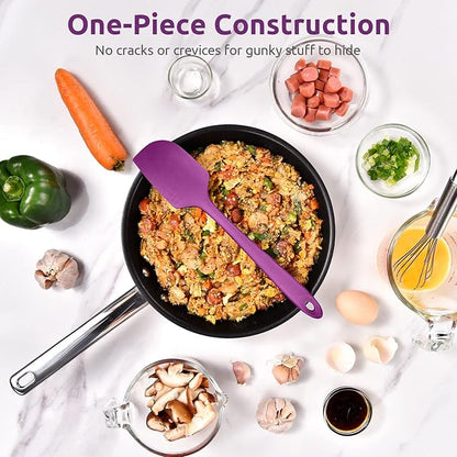 Heat Resistant Silicone Large Spatula: U-Taste 600ºF High Heat Flexible 11.38in Silicon Mixing Stirring Cooking Scraping Baking Bowl Scraper Seamless Spreader for Kitchen Nonstick Cookware (Purple)