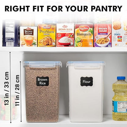 WHITE FEATHER SUPPLIES 2 PC [7 Qt / 6.5L / 220 Oz] Large Food Storage Containers with Lids Airtight - BPA Free Clear Plastic Kitchen and Pantry Storage Containers for Cereal, Flour, Sugar, Rice