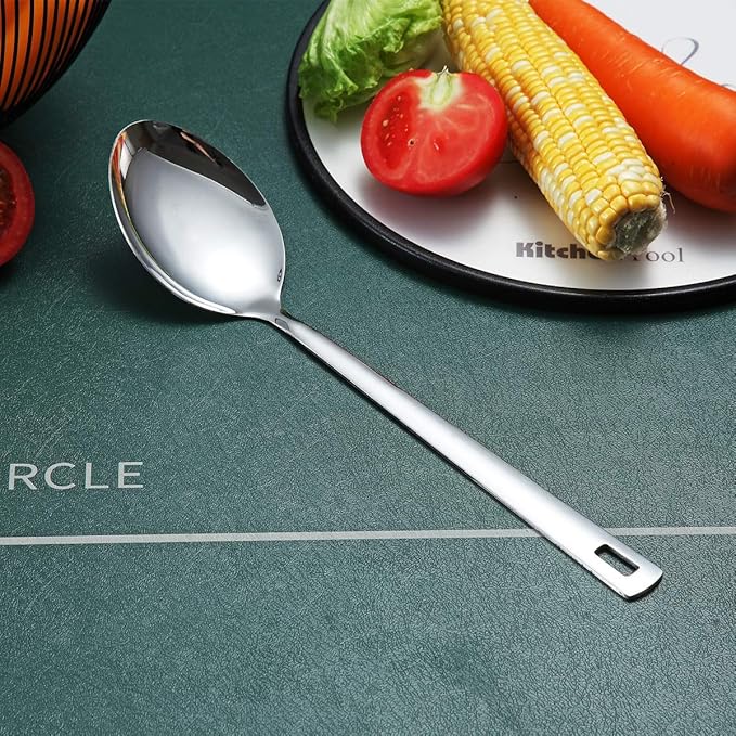 Cooking Spoon, Berglander Stainless Steel Solid Serving, Basting Spoon For Cooking, Kitchen Non-Stick And Heat Resistant, Dishwasher Safe, Easy to Clean - Image 2