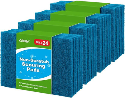 AIDEA Non-Scratch Scouring Pads, Dish Scrubber Pads for Household and Kitchen, Multipurpose Scour Pads for Cleaning, 24 Pack, 5.5in*3.5in by AIDEAHOME