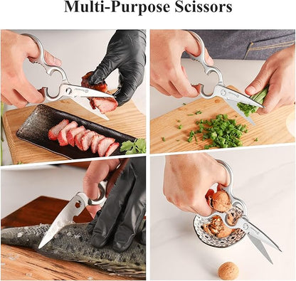 Sunnecko Heavy Duty Kitchen Scissors - Stainless Steel Kitchen Shears, Ultra Sharp Micro Serrated Poultry Shears, Cooking Scissors for Meat, Dishwasher Safe - Image 4
