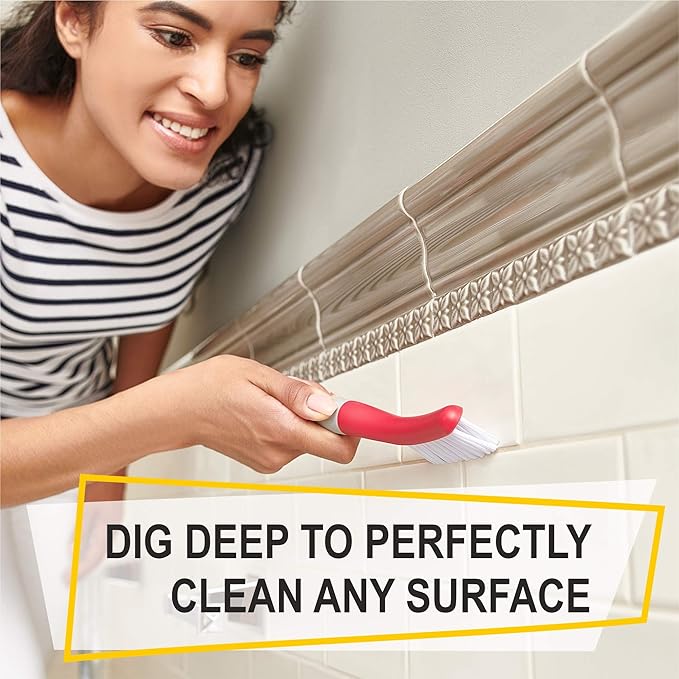 Scrub Brush Set of 3pcs - Cleaning Shower Scrubber with Ergonomic Handle and Durable Bristles - Grout Cleaner Brush - Scrub Brushes for Cleaning Bathroom, Shower, Tile, Kitchen, Floor, Bathtub, Floor - Image 5