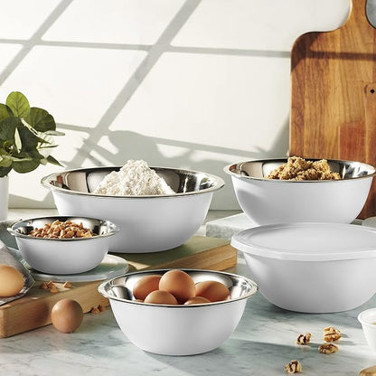 WHYSKO Stainless Steel Mixing Bowl Set, 10 Piece Stainless Steel Mixing Bowls with Lids Set for Food Prep Storage and Serving, Dishwasher Safe for Kitchen Baking Cooking, White - Image 2