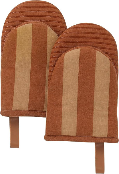Folkulture Oven Mitts - Set of 2 (5.75"x9") | Oven Mitts with Hanging Loop for Cooking Gifts for Women, Kitchen Decor| 100% Cotton, Silicone Heat Resistant Mini Mitts - House Warming Gifts New Home
