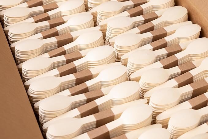 Disposable Wooden Cutlery Set - 100% Home Compostable - 2000 Spoons 6.5", Bamboo Utensils Alternative, Eco-Friendly, Organic, Sustainable and Carbon Neutral Certified - Image 7