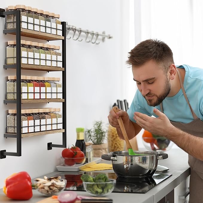 ZICOTO Space Saving Spice Rack Organizer Shelf for Wall Mount - Easy To Install Modern Hanging Racks For up to 56 Jars - Perfect Seasoning Organizer For Your Kitchen - Image 5
