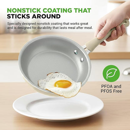 NutriChef 20-Piece Non-Stick Bakeware and Cookware Set - Utensils Including Pots and Baking Pans Made with Durable Aluminum, Tempered Glass Lids, Heat-Resistant Utensils, Easy-Clean Design (White) - Image 4