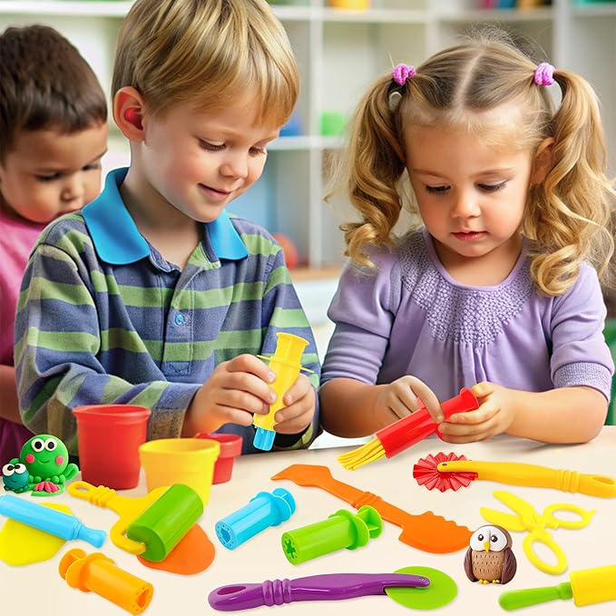 Dough Tools Kit – 12-Piece Dough Play Tools Set with 5 Extruders, Scissors, Rollers, Rolling Pins, Cutters for Kids Ages 3+ - Image 6
