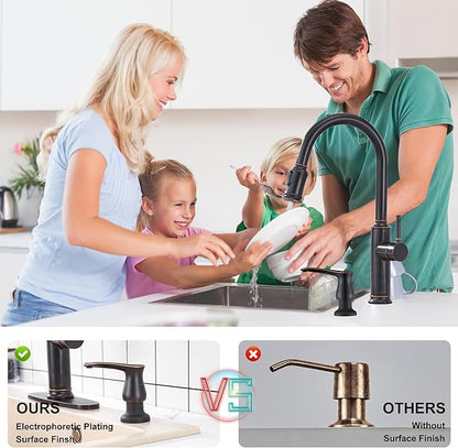 GAGALIFE Kitchen Sink Soap Dispenser Oil Rubbed Bronze, Under Sink Soap Dispenser with 40" Silicone Extension Tube Kit,Say Goodbye to Frequent Refills - Image 8