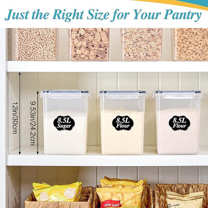 Vtopmart 8.5L 2 Pack Extra Large Flour Sugar Storage Containers for 20lbs flour, Airtight Kitchen Pantry Organization Canisters with Lids for Bulk food, Rice, Baking Supplies, BPA Free, Black - Image 7
