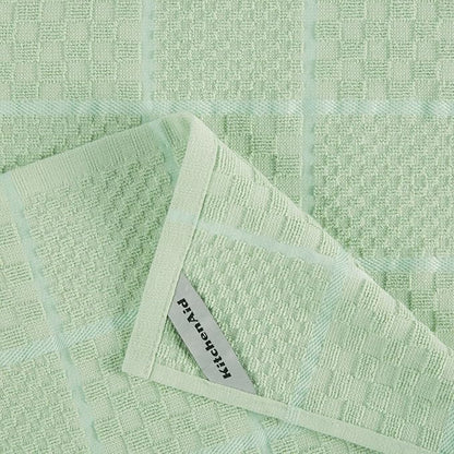 KITCHENAID Quilted Cotton Terry Cloth Oven Mitt, Pot Holder, Kitchen Towel 4-Pack Set, Heat Resistant, Silicone Grip, 16"x26", 7"x13" & 7"x10", Pistachio - Image 8