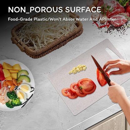 Cutting Board for Kitchen, Wheat Straw Fiber Cutting Board, Dish Washer Safe, w/Juice Grooves for Meat, Veggies,Easy Grip Handle, Non-slip Surface,Eco-friendly,Serveware Accessories(13.5‘x8.9‘)